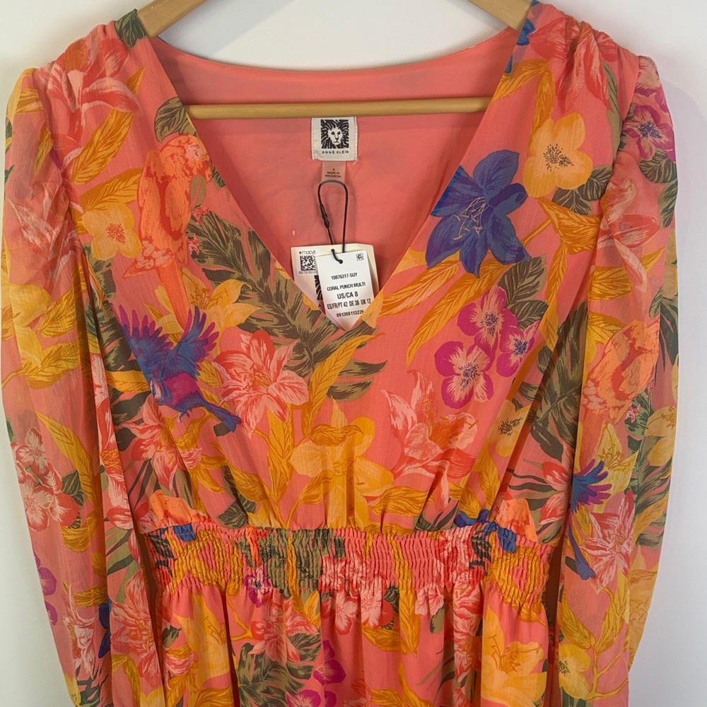 NWT Anne Klein Floral V-Neck Dress size 8 - Picture 5 of 9